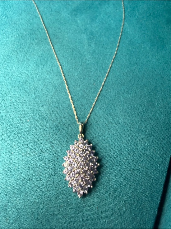 Jewelry - 10K Gold Tanzanite Cluster Pendant Necklace White Gold Blue Violet Gemstones